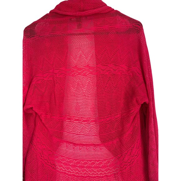 Lauren Ralph Lauren Womens Open Front Sheer Cardigan M Red RT10532 EUC - Picture 7 of 7